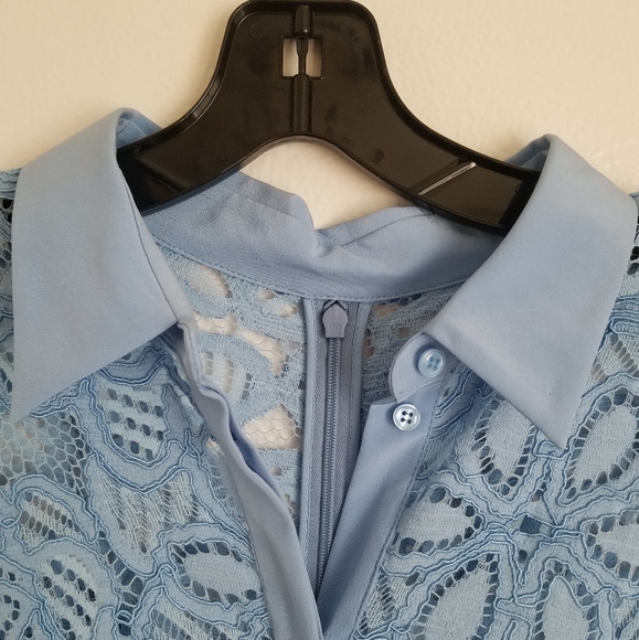 Lela Rose Lace Flutter Sleeve Collared Dress - Picture 9 of 15